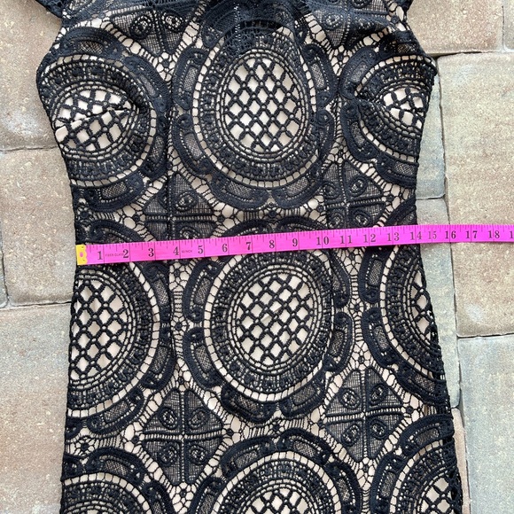 Bisou Bisou Black Lace Dress w/ Nude Lining- Witchy Goth Celestial Punk Dark - Picture 12 of 13